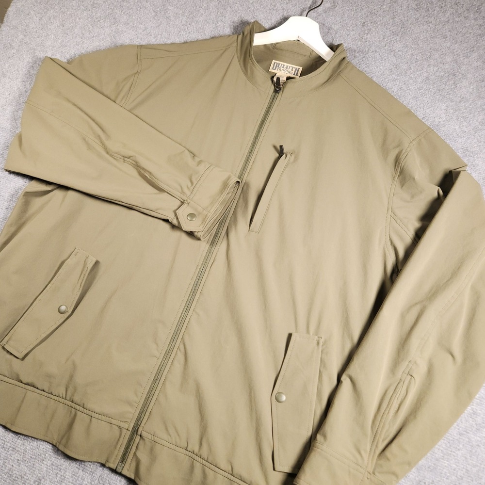 Duluth Trading Co Jacket Mens 3XL Olive Green Full Zip Mock Neck Stretch Jacket